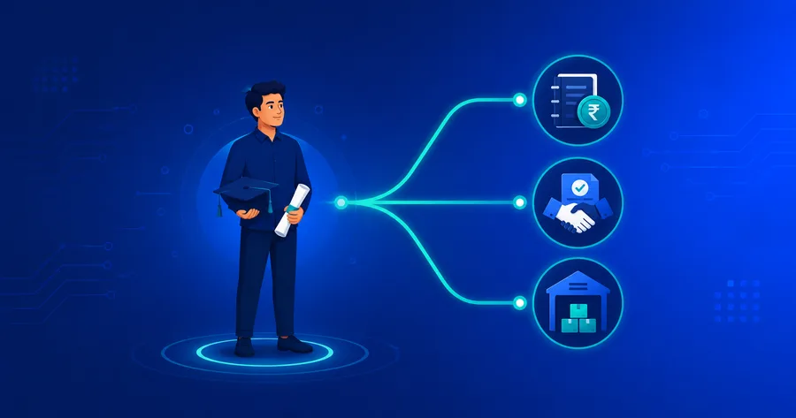 Which SAP module fits which commerce background — B.Com, BBA and MBA mapped to FICO, SD and MM